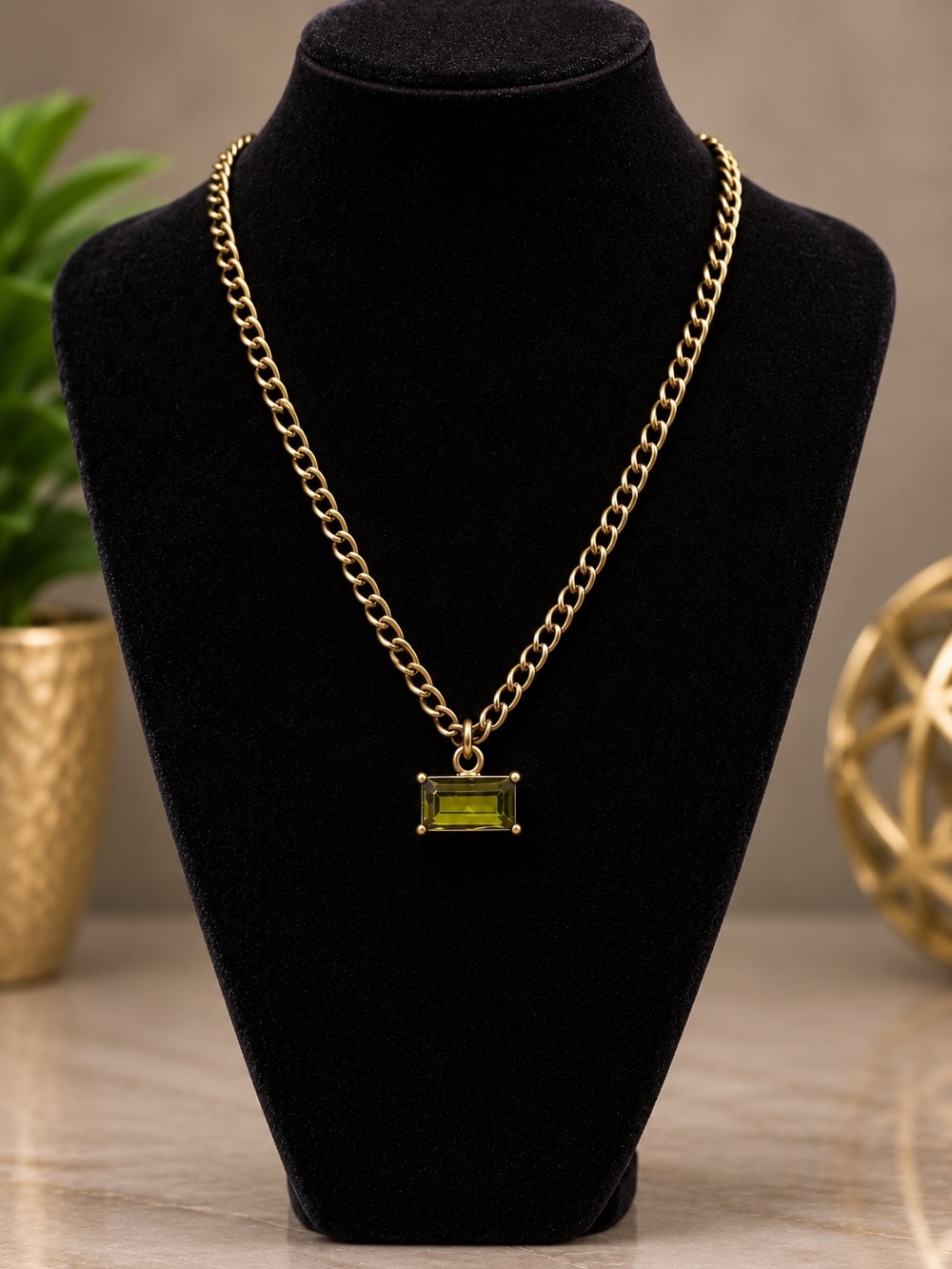 Plunder Gold-Tone Necklace, Earrings & Bracelet with Olive Green Crystals - Picture 2 of 5